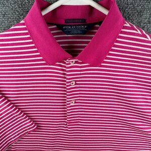 Polo Golf Ralph Lauren Performance Men's Large Polo Shirt White Pink Striped